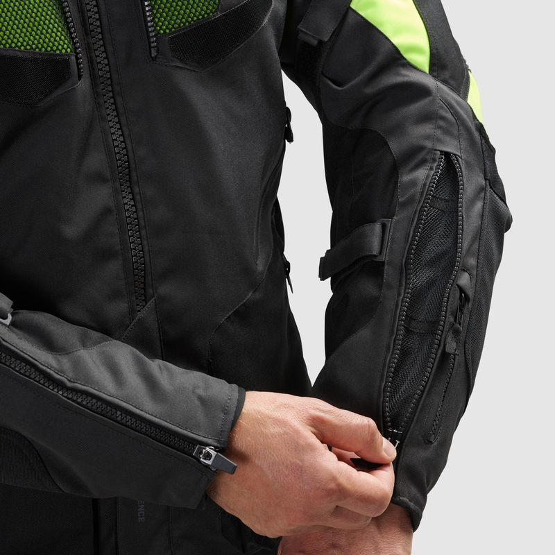 Chaqueta de moto Rebelhorn Hiker IV negra-antracita-amarilla fluo