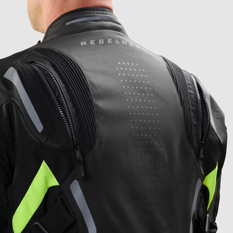 Chaqueta de moto Rebelhorn Hiker IV negra-antracita-amarilla fluo