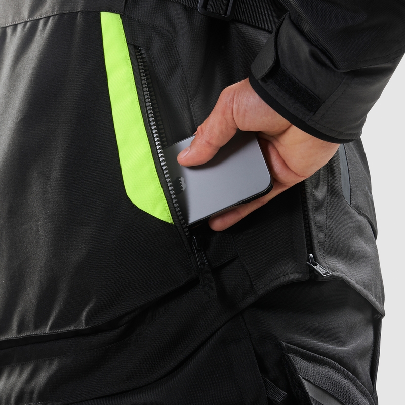 Chaqueta de moto Rebelhorn Hiker IV negra-antracita-amarilla fluo