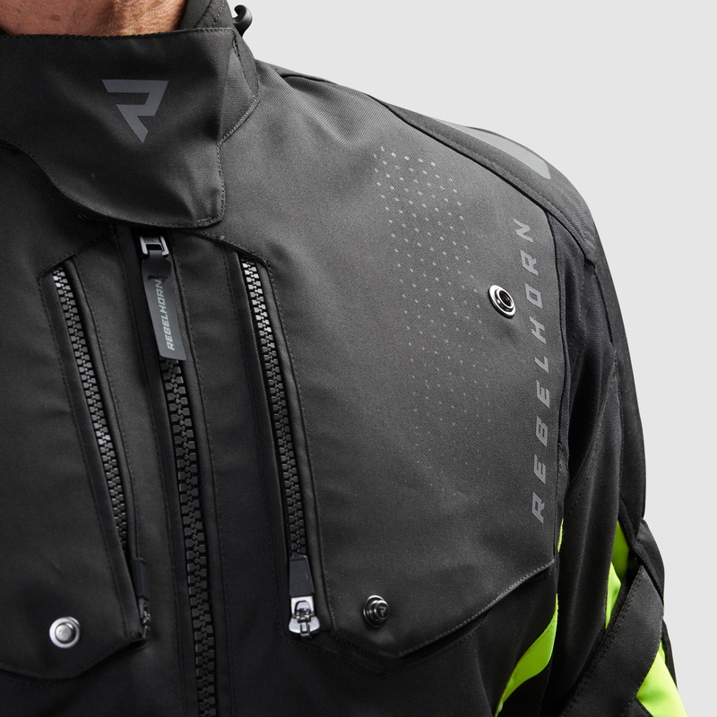 Chaqueta de moto Rebelhorn Hiker IV negra-antracita-amarilla fluo