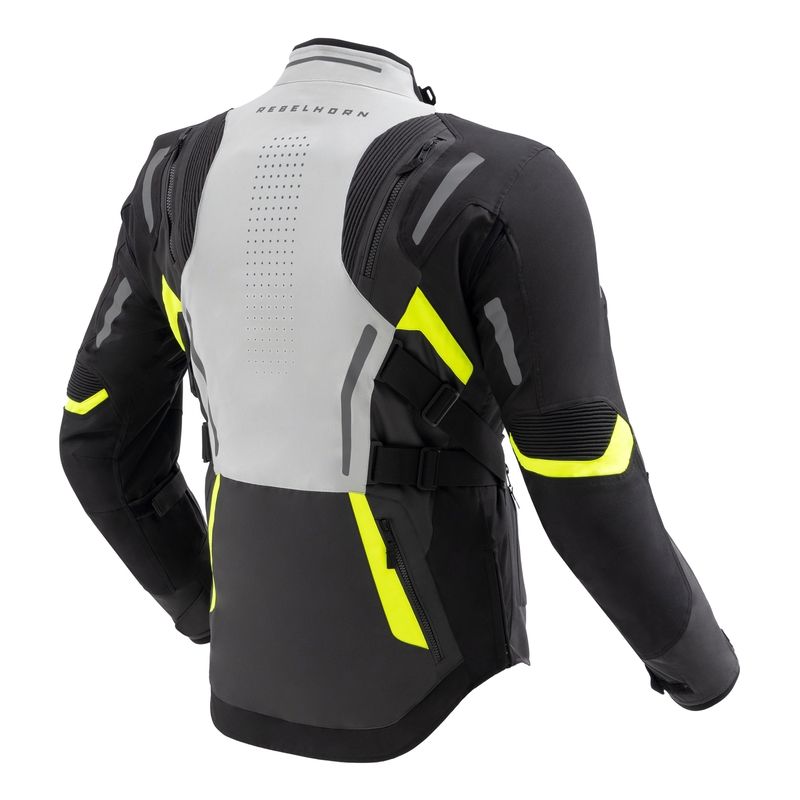 Chaqueta de moto Rebelhorn Hiker IV negra-gris-amarilla fluo