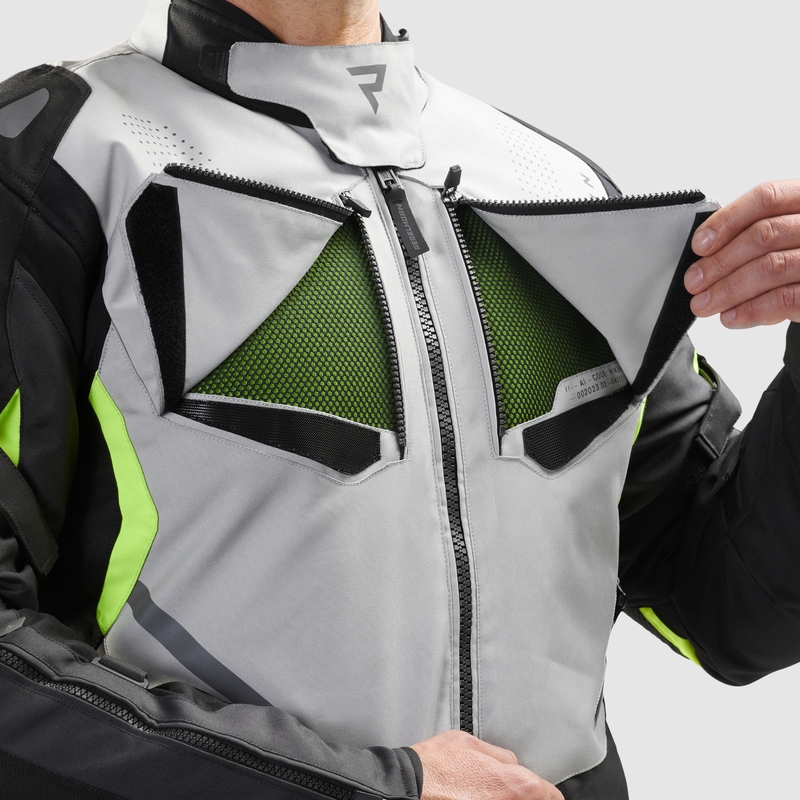 Chaqueta de moto Rebelhorn Hiker IV negra-gris-amarilla fluo