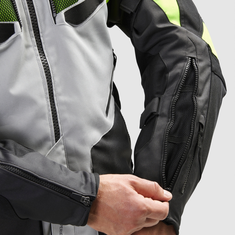 Chaqueta de moto Rebelhorn Hiker IV negra-gris-amarilla fluo