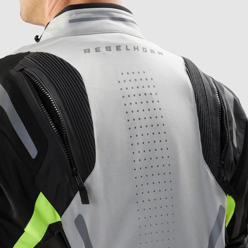 Chaqueta de moto Rebelhorn Hiker IV negra-gris-amarilla fluo