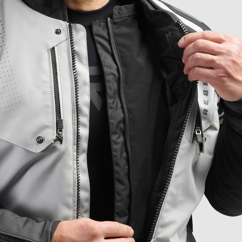 Chaqueta de moto Rebelhorn Hiker IV negra-gris-amarilla fluo