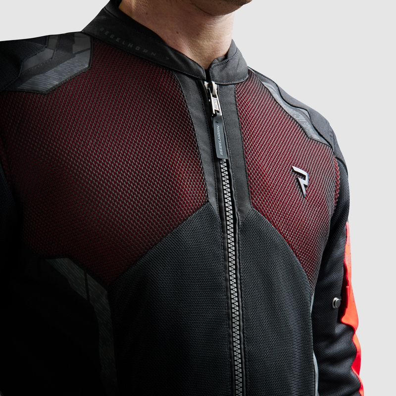 Chaqueta de moto negra y roja Rebelhorn Jax