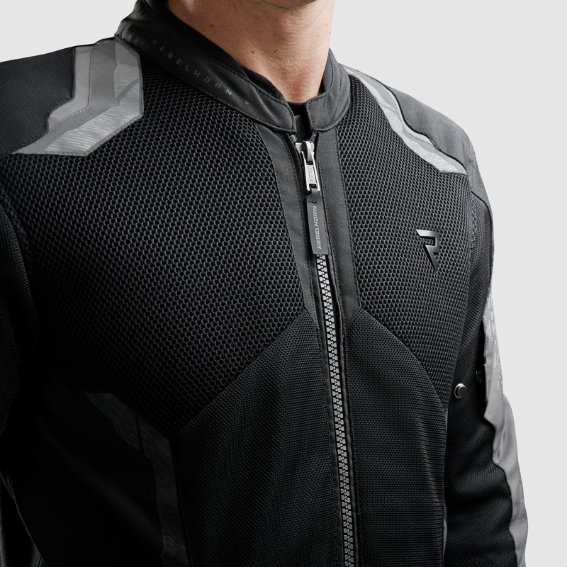 Chaqueta de moto negra y gris Rebelhorn Jax