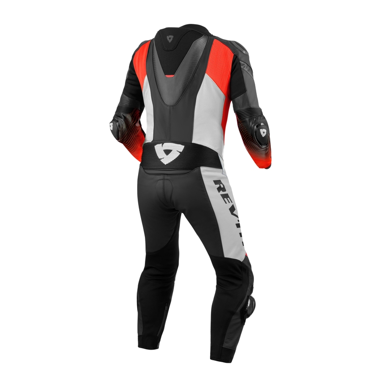 Revit Control Mono de cuero negro-rojo fluo para moto