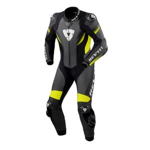 Revit Control Mono de cuero negro-amarillo flúo para moto