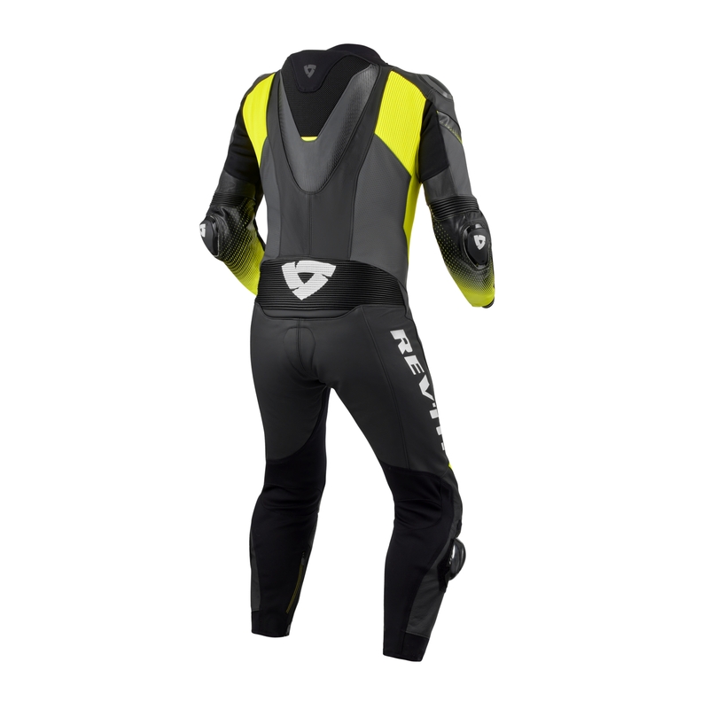 Revit Control Mono de cuero negro-amarillo flúo para moto