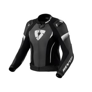 Chaqueta de moto de cuero blanco y negro Revit Xena 4 Pro para mujer