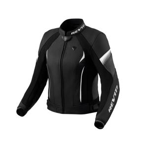Chaqueta de cuero blanco y negro Revit Xena 4 para mujer