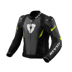 Chaqueta moto de cuero Revit Control negro-amarillo fluo