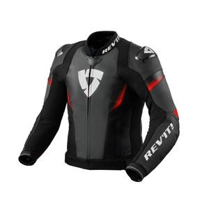 Chaqueta moto de cuero Revit Control negro-rojo fluo