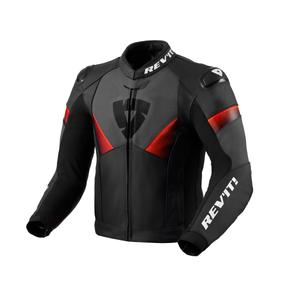Chaqueta de cuero para moto Revit Argon 2 negra-roja fluo