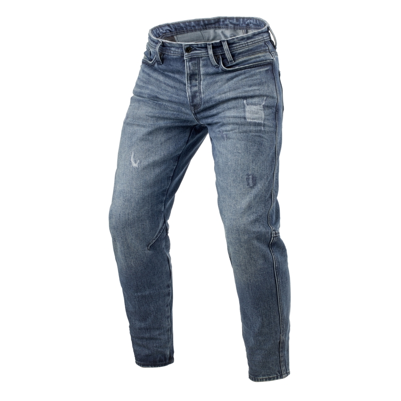 Vaqueros de moto recortados Revit Rilan TF azul vintage medio