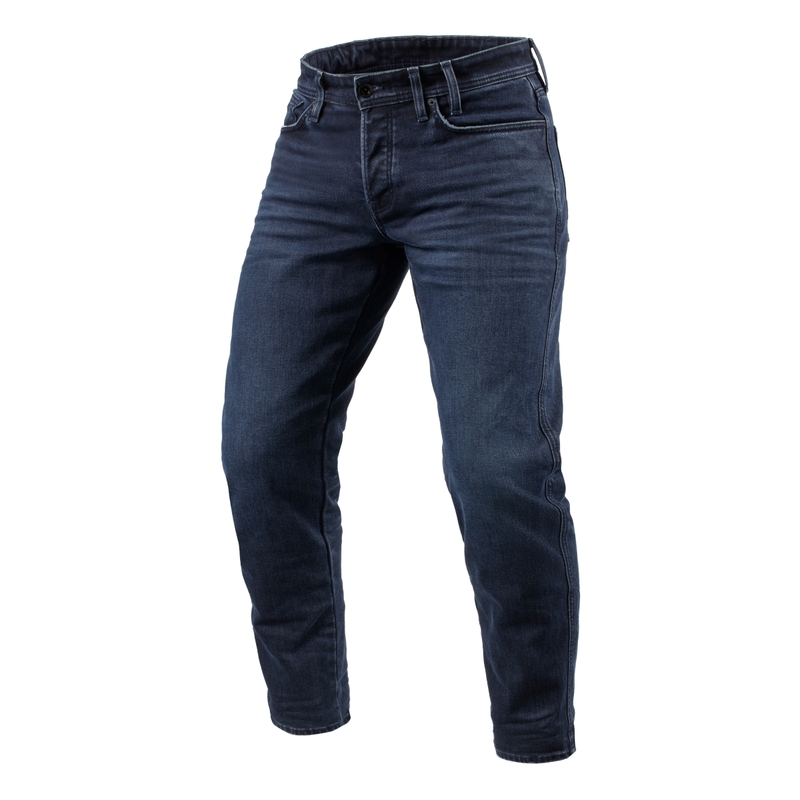 Vaqueros cortos de moto Revit Ortes TF deshilachados azul oscuro-negro