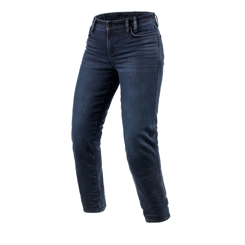 Vaqueros de moto para mujer Revit Violet BF Washed Blue and Black