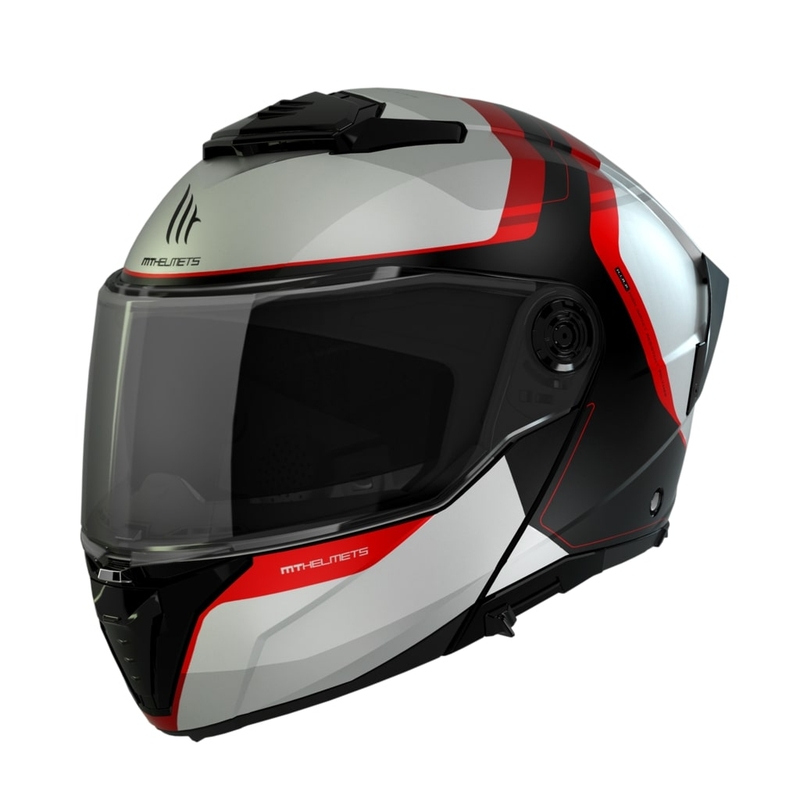 Casco de moto MT ATOM 2 SV EMALLA B0 blanco-negro-rojo mate