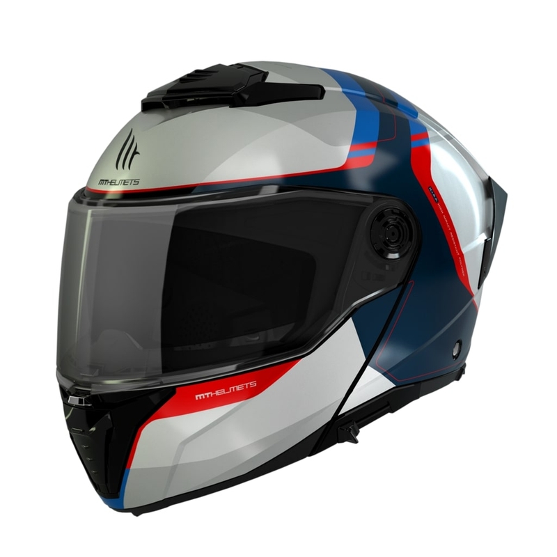 Casco de moto MT ATOM 2 SV EMALLA C7 blanco-azul-rojo