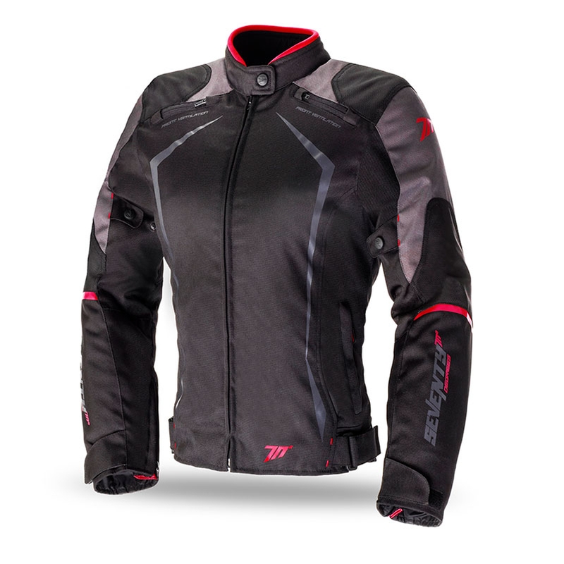 Chaqueta de moto para mujer SEVENTY DEGREES SD-JR49 negro-rojo