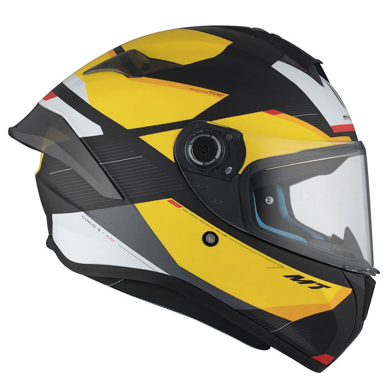 Casco integral de moto MT TARGO S KAY B3 negro mate-blanco-amarillo