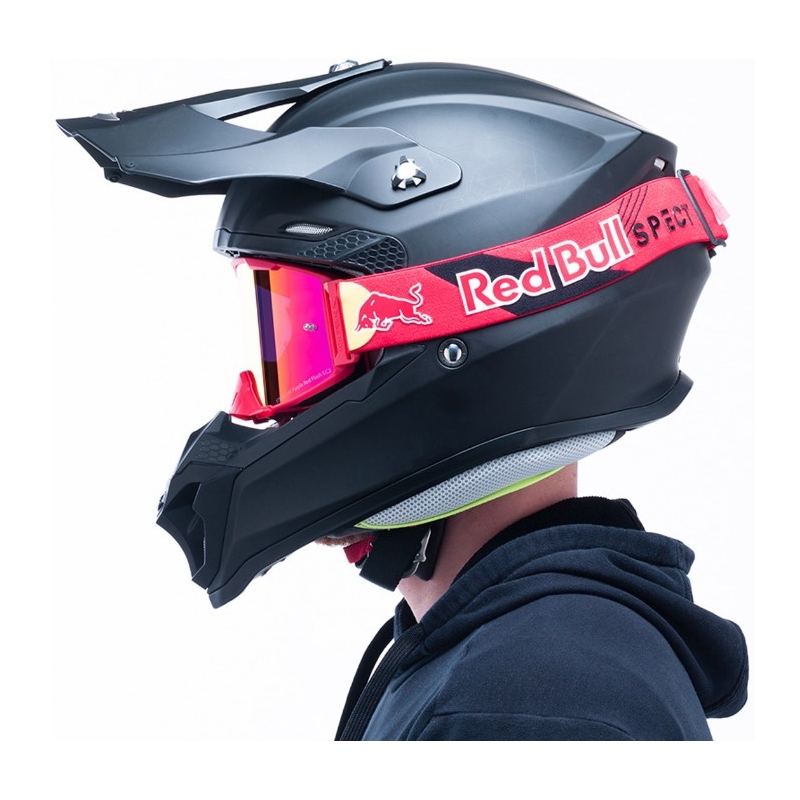 Gafas de motocross Red Bull Spect STRIVE S rojo con lentes de color púrpura
