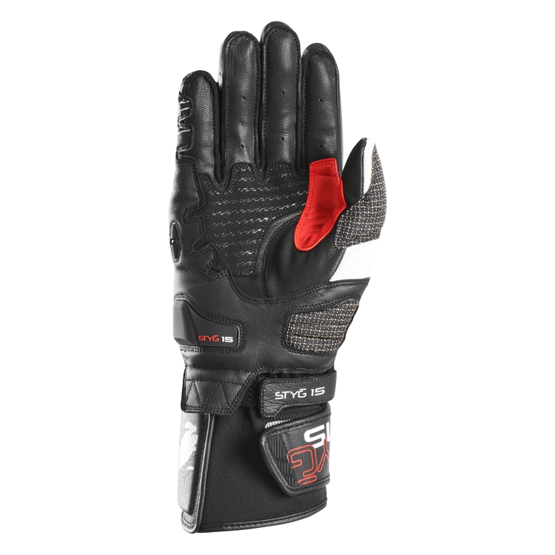 Guantes de moto Furygan STYG 15 negro-blanco-rojo
