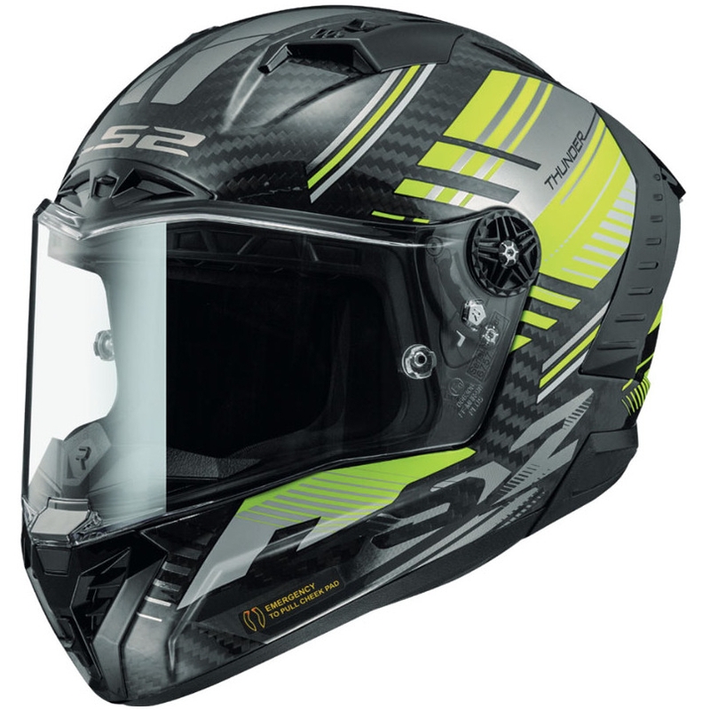 Casco integral de moto LS2 FF805 Thunder Carbon Volt negro-amarillo fluo