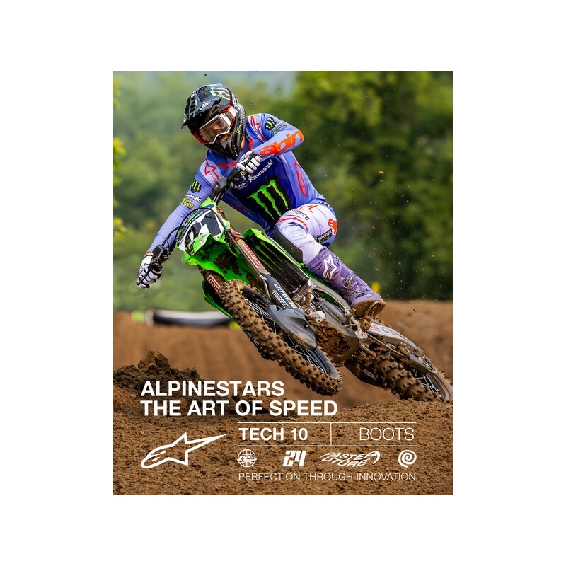 Botas de moto Alpinestars Tech 10 en morado, negro y blanco