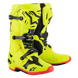 Botas Moto Alpinestars Tech 10 2024 Amarillo Fluo Rojo Fluo