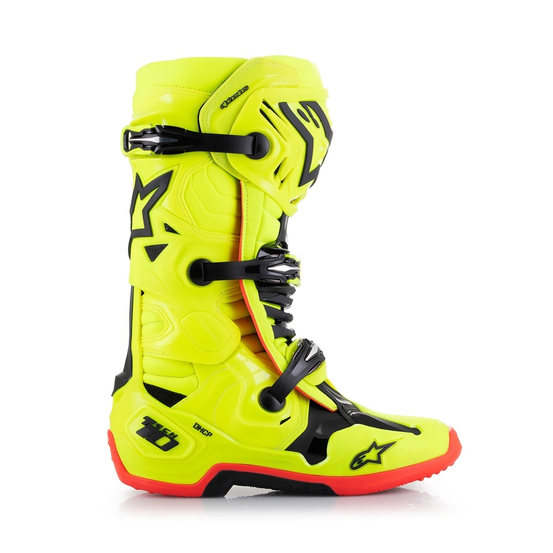 Botas de moto Alpinestars Tech 10 amarillo fluo-negro-rojo fluo