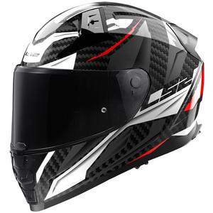 Casco integral de moto LS2 FF811 Vector II Carbon Savage blanco-rojo-gris