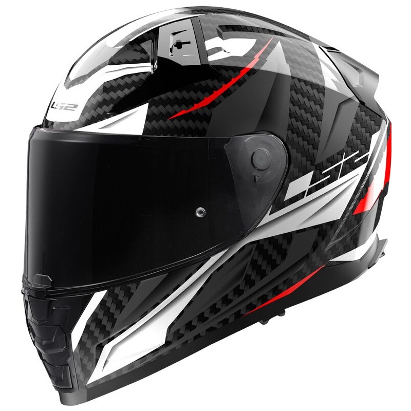 Casco integral de moto LS2 FF811 Vector II Carbon Savage blanco-rojo-gris