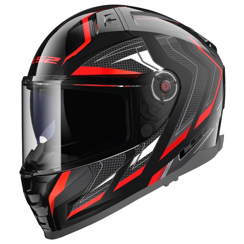 Casco integral de moto LS2 FF811 Vector II Alizer negro y rojo