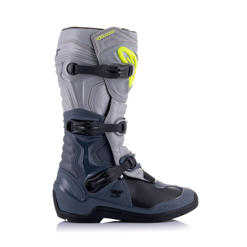 Botas de moto Alpinestars Tech 3 gris claro-negro-amarillo fluo