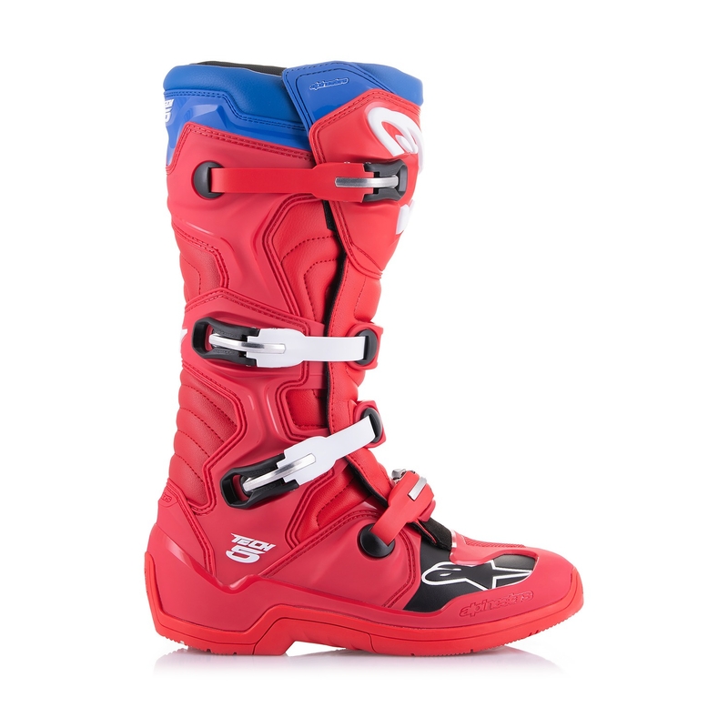 Botas de moto Alpinestars Tech 5 en rojo, azul, blanco y negro