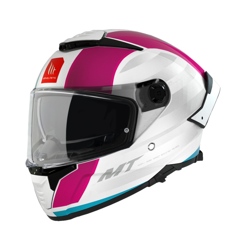 MT THUNDER 4 SV TREADS C8 casco integral de moto blanco y rosa