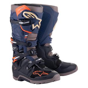 Botas de moto Alpinestars Tech 7 Enduro Drystar 2024 Azul-Gris-Naranja-Negro