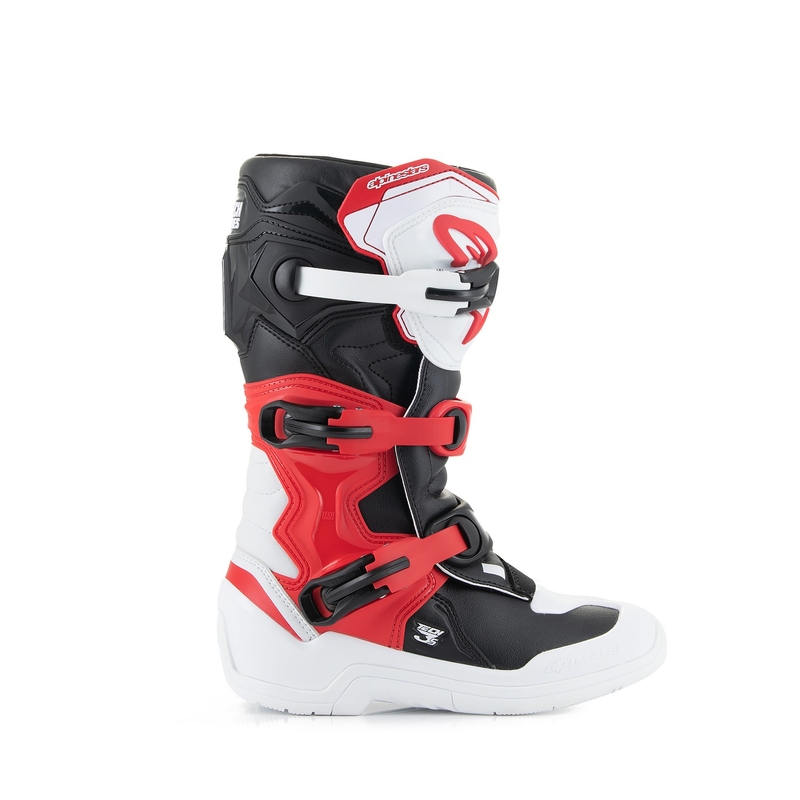 Botas de moto Alpinestars Tech 3S Youth Blanco-Negro-Rojo para niños