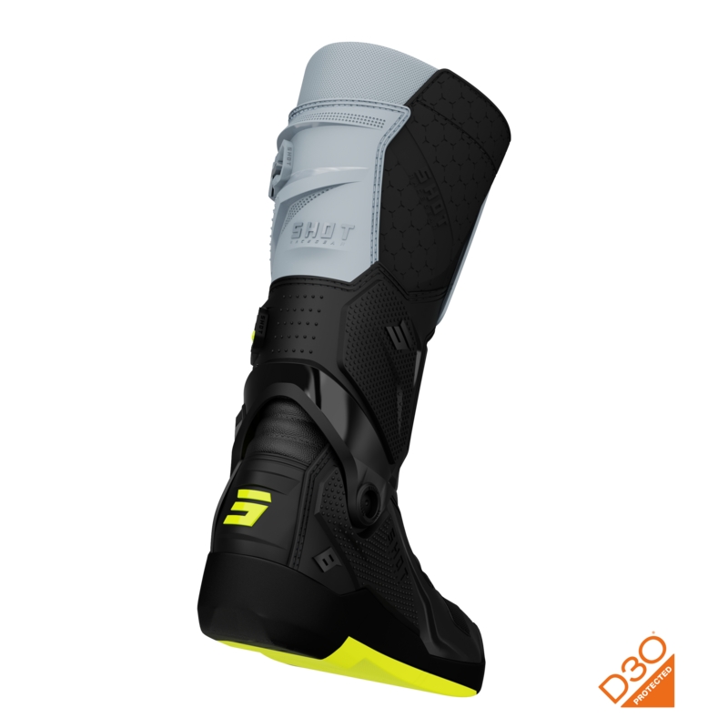 Botas de moto Shot Race 8 negro-gris-amarillo fluo