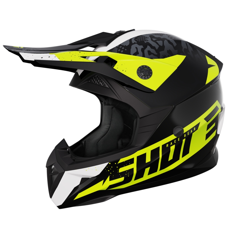 Casco de motocross Shot Pulse Airfit negro-blanco-amarillo fluo brillante liquidación