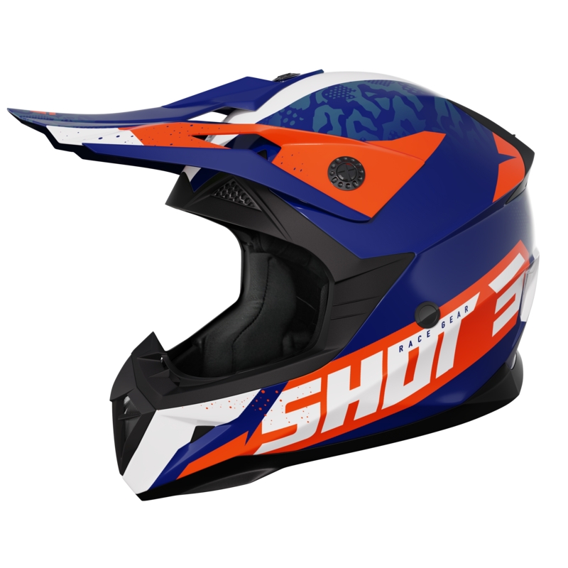 Casco de motocross Shot Pulse Airfit azul-blanco-naranja brillante liquidación