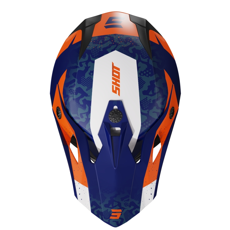Casco de motocross Shot Pulse Airfit azul-blanco-naranja brillante liquidación