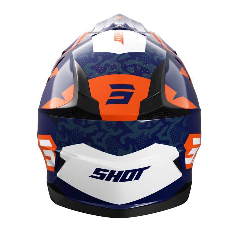 Casco de motocross Shot Pulse Airfit azul-blanco-naranja brillante liquidación