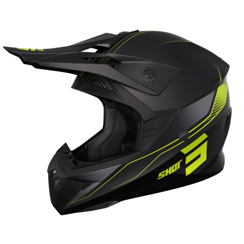 Casco de motocross para moto Shot Pulse Edge negro-amarillo fluo mate liquidación