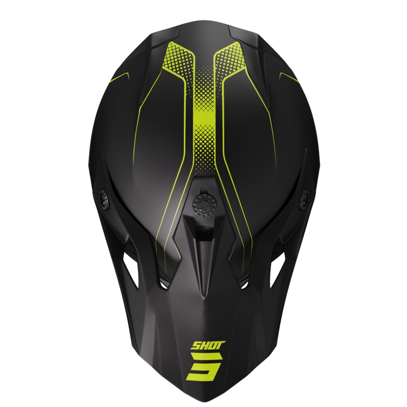 Casco de motocross para moto Shot Pulse Edge negro-amarillo fluo mate liquidación