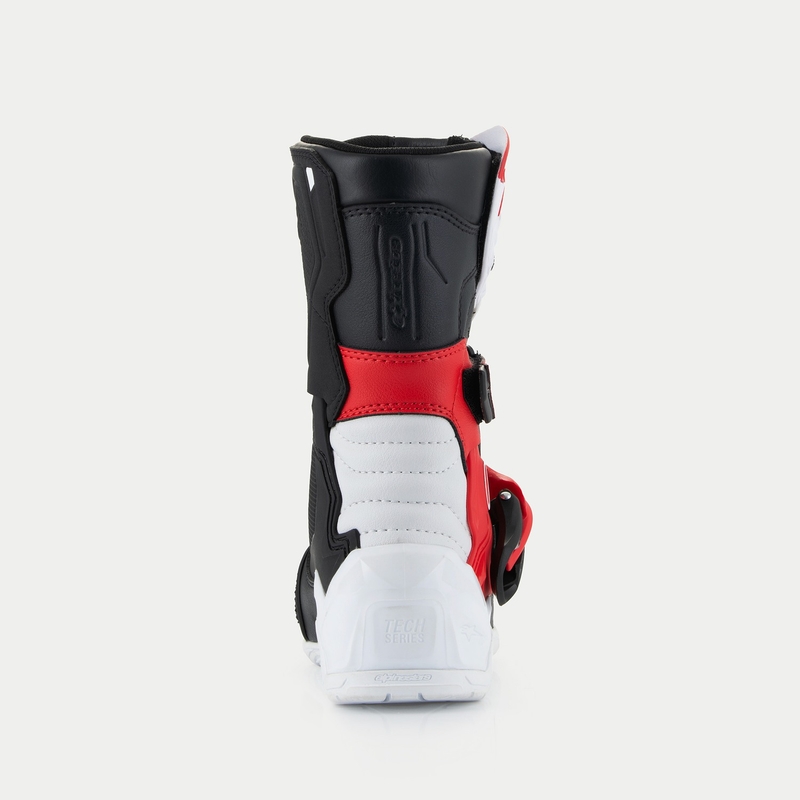 Botas de moto para niños Alpinestars Tech 3S en negro, blanco y rojo