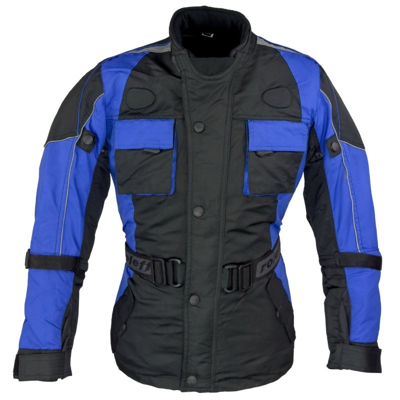 Chaqueta de moto para niño Roleff Taslan negro y azul