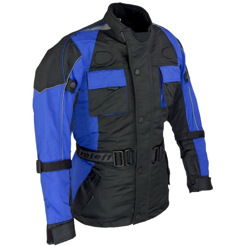 Chaqueta de moto para niño Roleff Taslan negro y azul